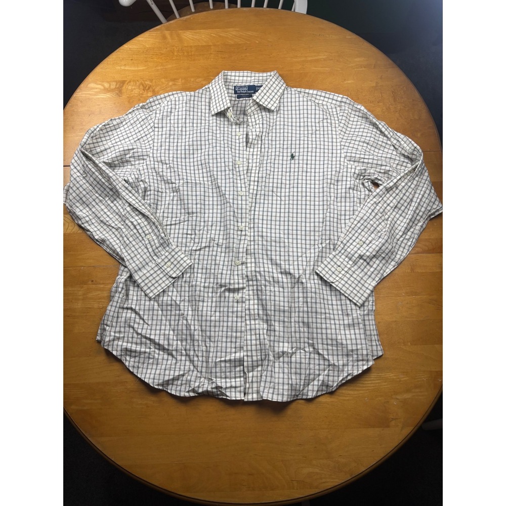 Polo Ralph Lauren Regent Classic Fit XXL Shirt Tattersall Plaid Green Navy White